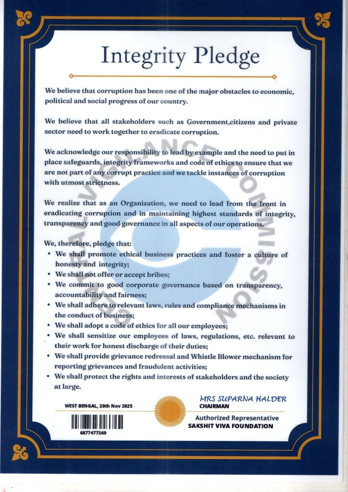 Integrity Pledge - Foundation