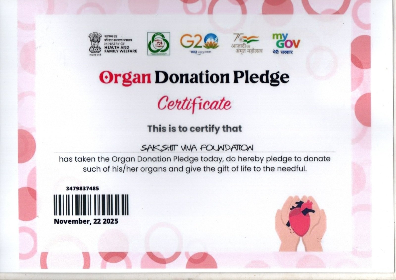 Organ Donation Pledge